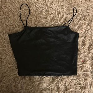 black leather crop